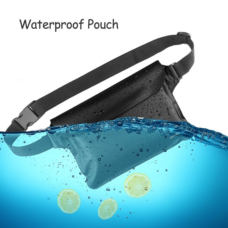 Venterior Waterproof Waist Pouch 2-Pack | Beach Accessories Waterproof Fanny Pack Dry Bag for Swimming Snorkeling Sailing Kayaking Pool Water Parks | Keep Your Phone Wallet Safe and Dry (Black & Black) - Image 5
